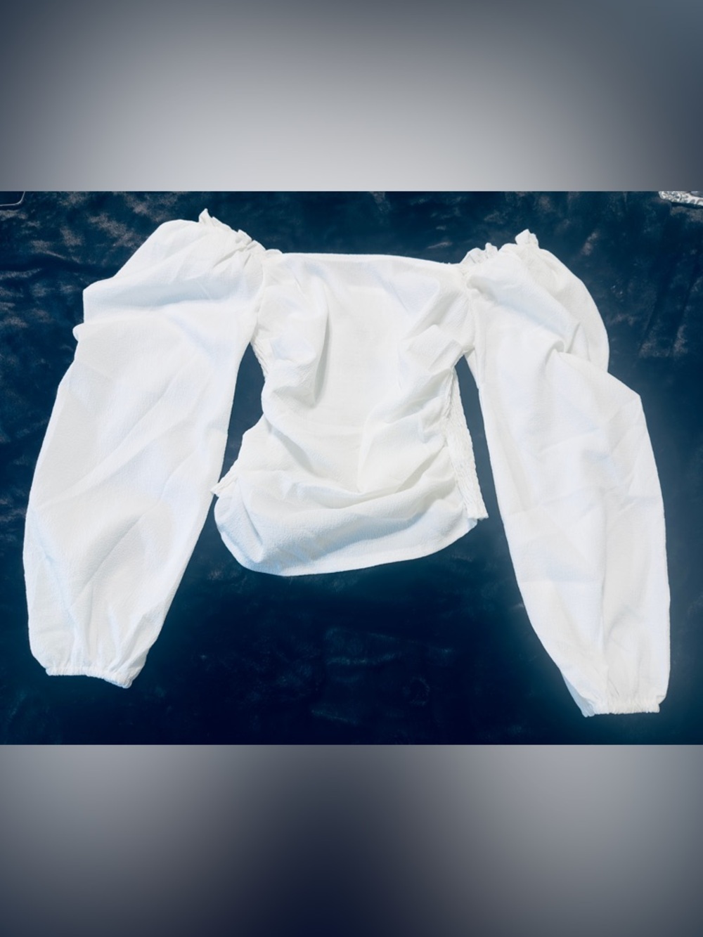 SHEIN White Off-Shoulder Peasant Balloon Sleeve Festival Top M